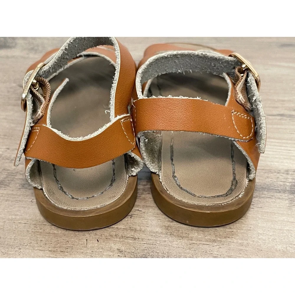 Weestep Strappy Sandals Classic Toddler Unisex 7 Brown Leather Buckle Shoes